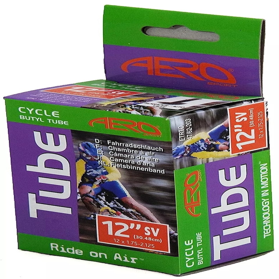 image 1 of Aero Sport Butyl 12" x 1.75/2.125 Bike/E-Bike Inner Tube Schrader Valve