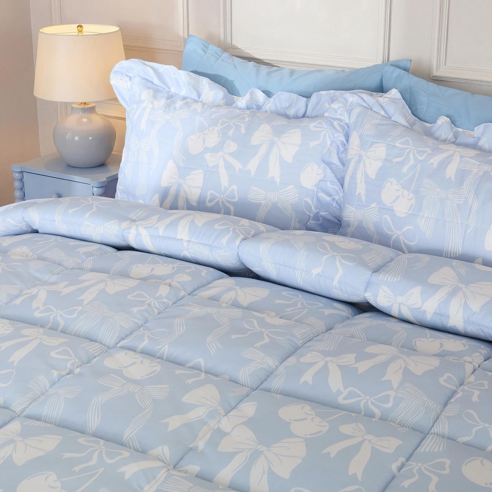 image 1 of OHS Bows Frill Edge Coverless 7.5 Tog Duvet Set with Pillowcase