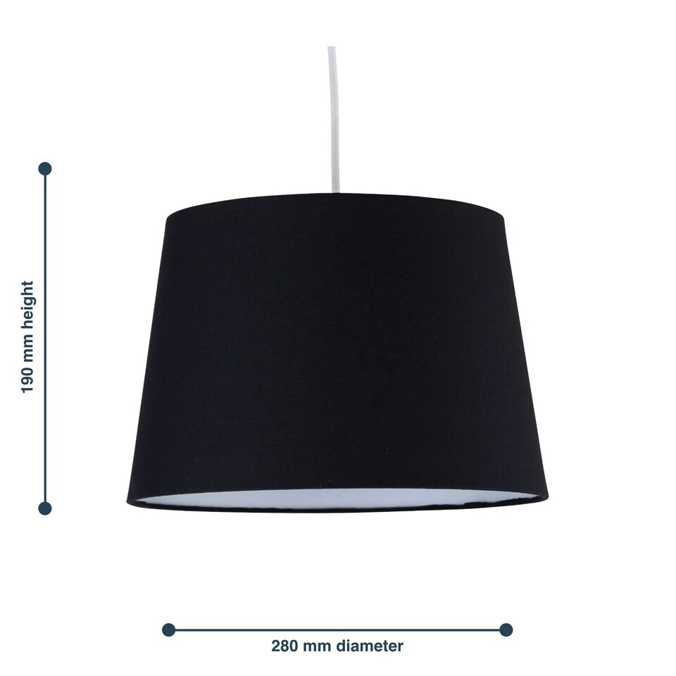 image 1 of Black Cotton 28cm Tapered Cylinder Pendant or Lamp Shade Black