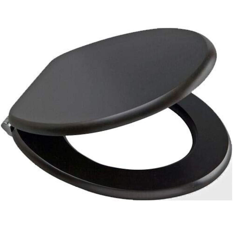 image 1 of Marco Paul Black Wooden Toilet Seat 18" Black
