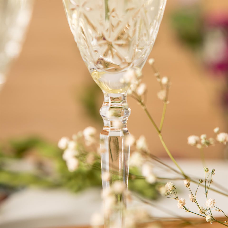 image 1 of RCR Crystal Orchestra Cut Glass Champagne Flutes Glasses Set - 200ml - Pack of 6