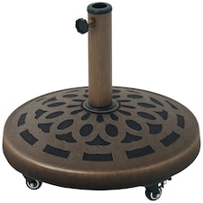 Outsunny 21kg Resin Garden Parasol Base Umbrella Stand with Wheels