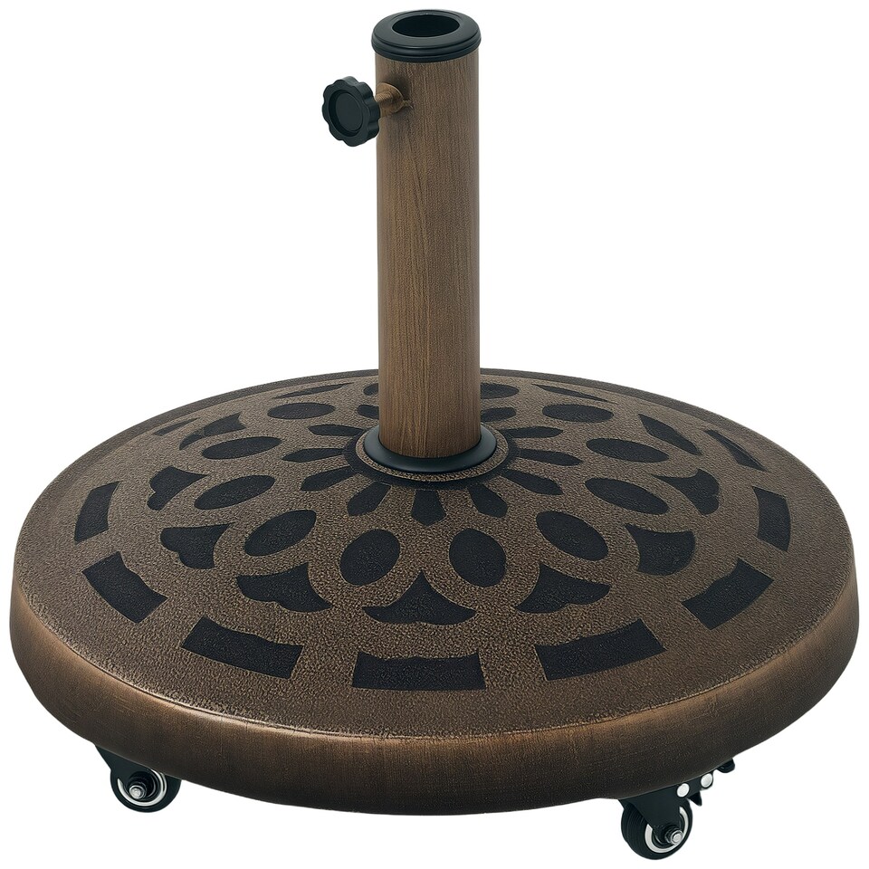 image 1 of Outsunny 21kg Resin Garden Parasol Base Umbrella Stand with Wheels