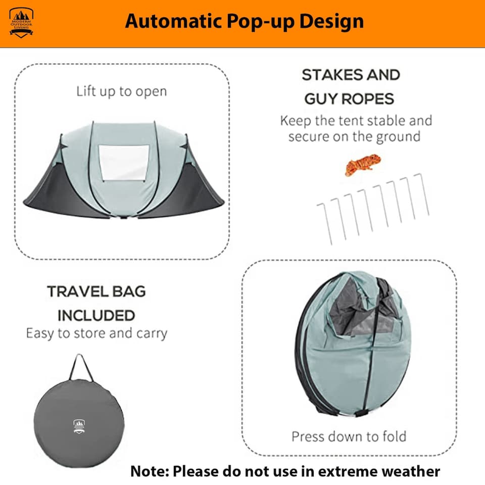 image 1 of Large Tent 4 Person Camping Tent with Easy Set Up