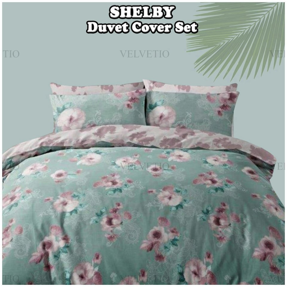 image 1 of VELVETIO Shelby Complete Duvet Cover Set with Fitted Sheet Breathable Bedding Quilt