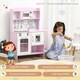 image 6 of HOMCOM Children Wooden Play Kitchen with Lights Sounds, Kids Kitchen Playset with Water dispenser, Microwave, Utensils, Sink, Storage, for Ages 3-6 Years - Pink