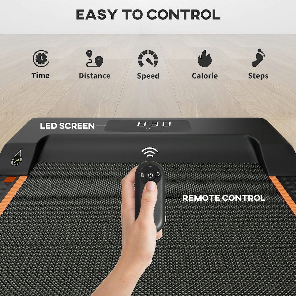 image 1 of SPORTNOW 2.5HP Folding Treadmill Walking Pad w/ LED Display, No Assembly Orange