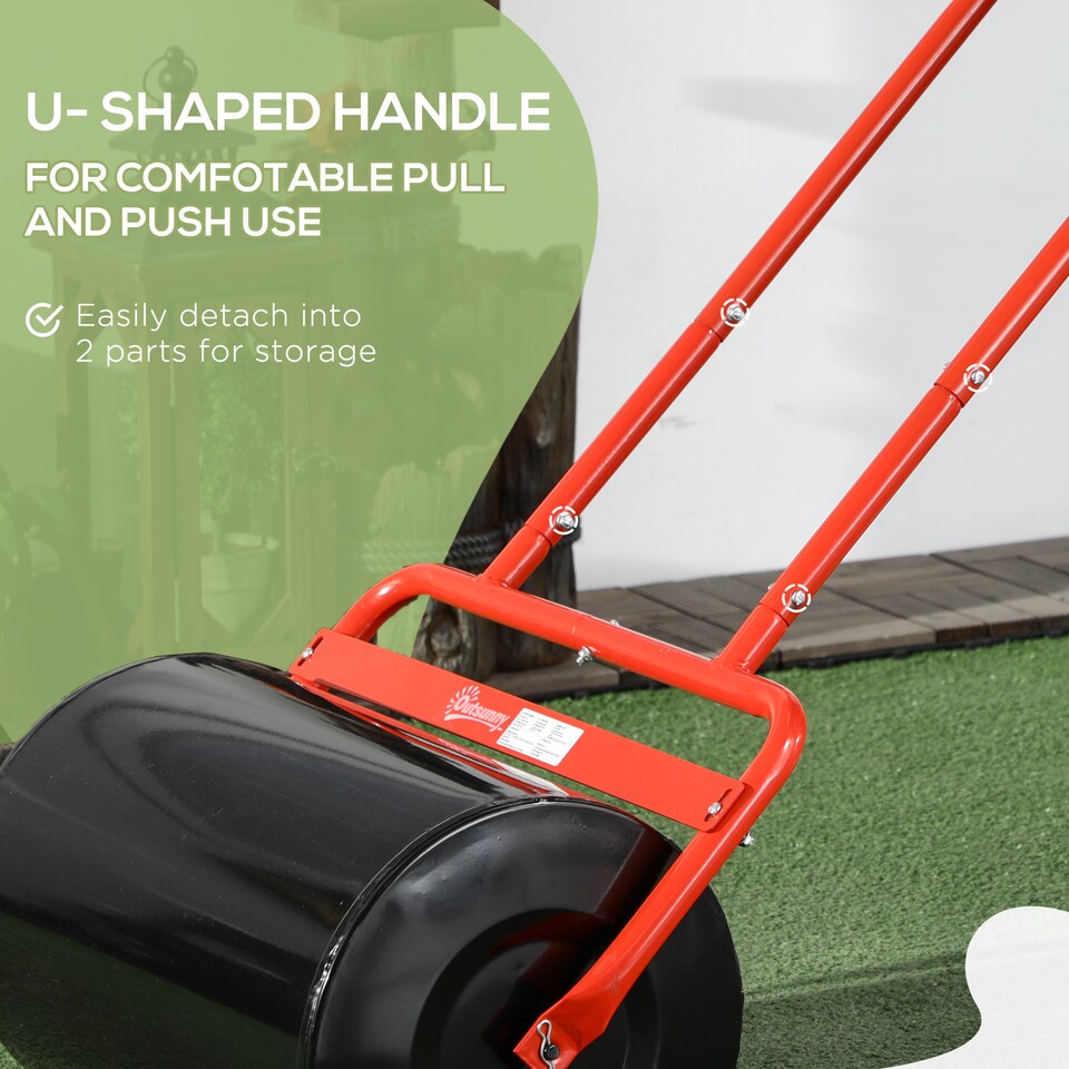 image 1 of Outsunny Combination Push Grass Roller w/ 38L Sand or Water Garden Lawn Red