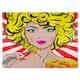 image 1 of Pop Art Young woman Eating Spaghetti Designer Glass Chopping Board | Multi