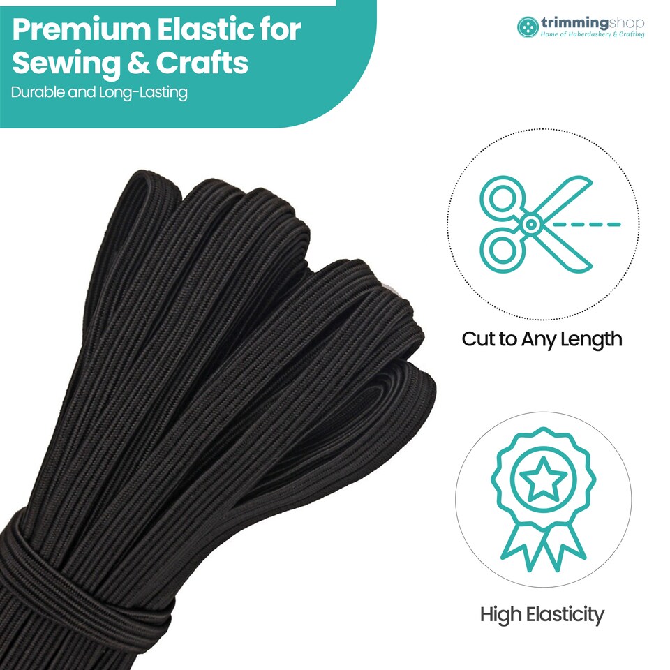 image 1 of 5mm Flat Elastic Band, Soft Durable & Stretchable Material - 25M