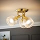 image 2 of ValueLights Calpe 3 Way Brass Ceiling Spotlight Ribbed Clear Shades | Bronze