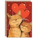 image 1 of Cute Ginger Tabby Couple Love Heart Anniversary Valentines Day Card