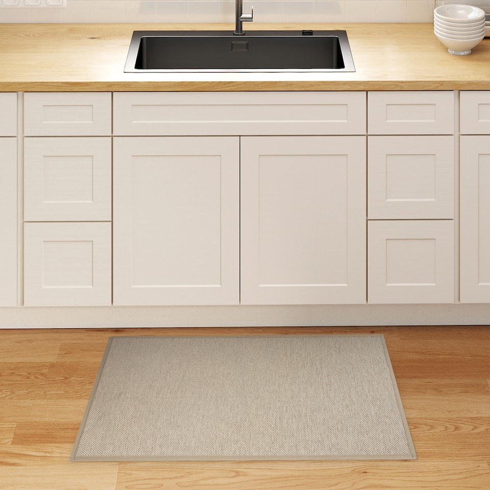 image 1 of Marlow 2PC Non Slip Rubber Woven Door Mat Hallway Kitchen Rug