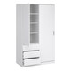 image 4 of Naia Wardrobe with 1 Sliding Door 1 Door 3 Drawers in White High Gloss