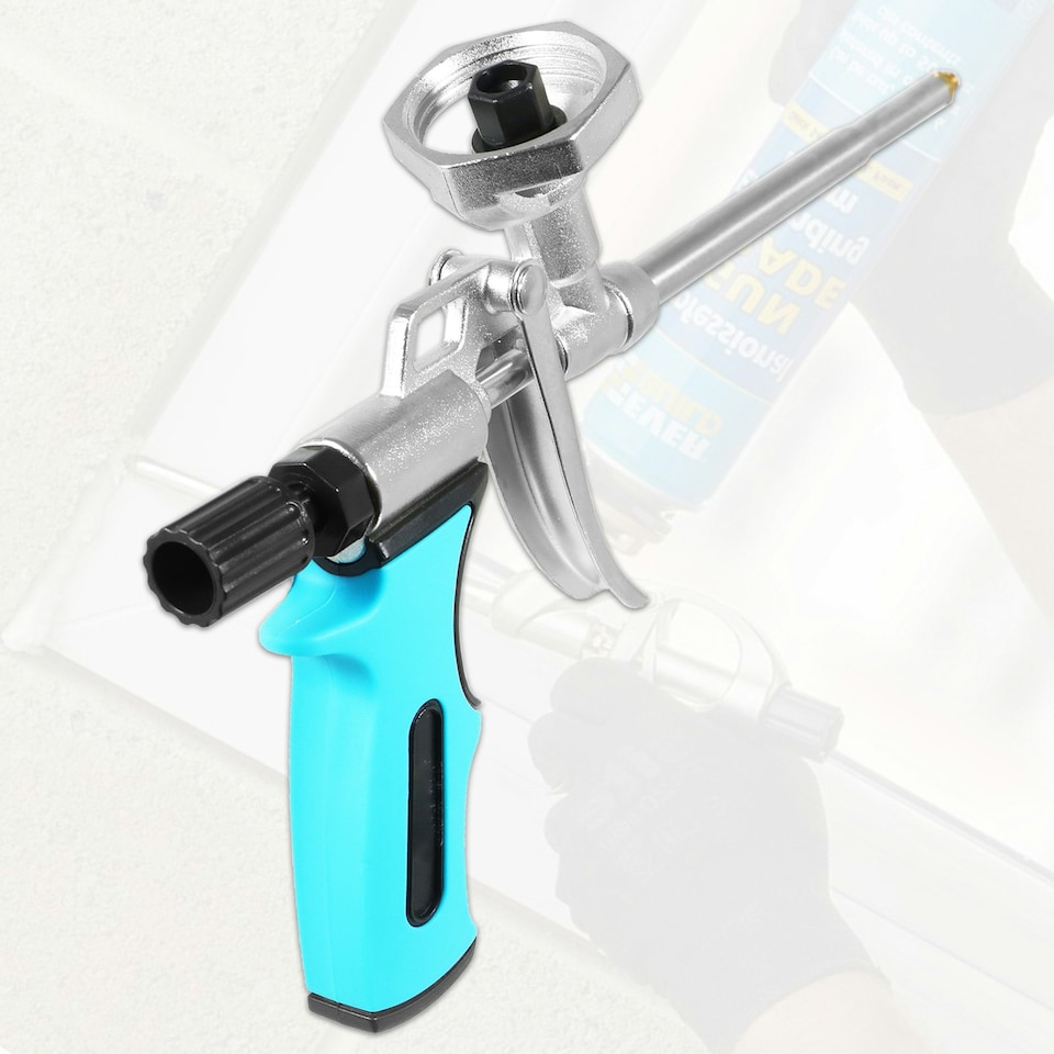 image 1 of SPARES2GO Expanding Foam Applicator Gun Caulking Sealing Filling Spray Tool Kit (for 750ml Threaded Connector Cans)