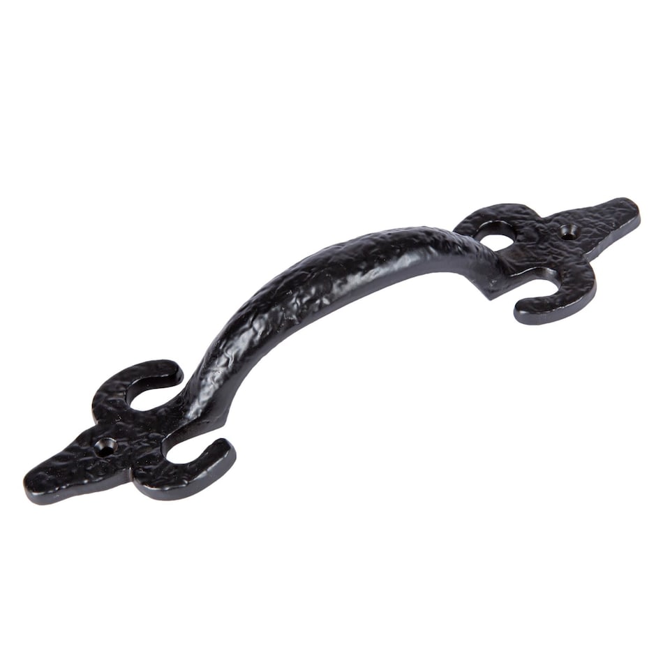 image 1 of Hammer & Tongs Antique Fleur De Lis Door Handle - H205mm - Black | Black | Black