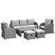 image 1 of Outsunny 6pc Padded Outdoor Rattan Wicker 3-Seat Sofa Recliner Footstool Table