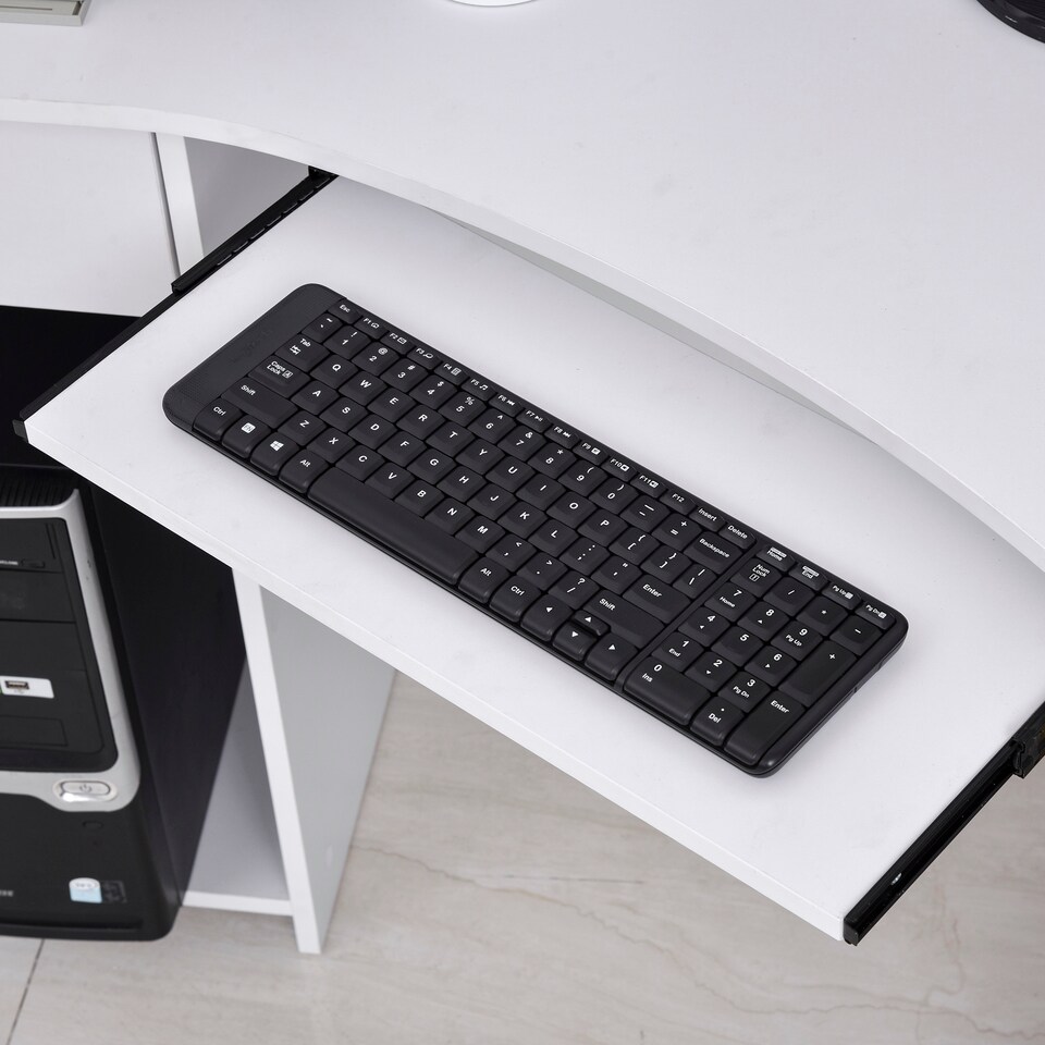 image 1 of HOMCOM L-Shaped Corner Computer Desk with 2 Shelves Worktop White
