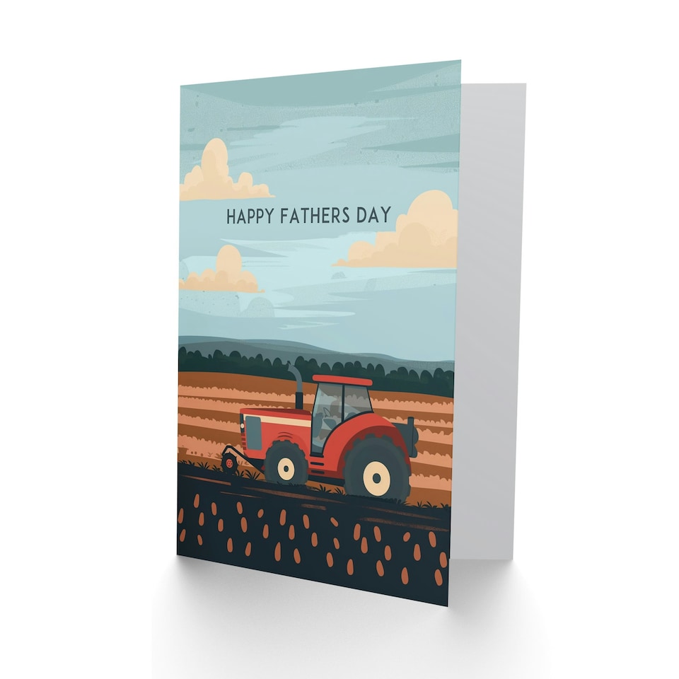 image 1 of Farm Tractor Farming Crop Simple Design Fathers Day Dad Card