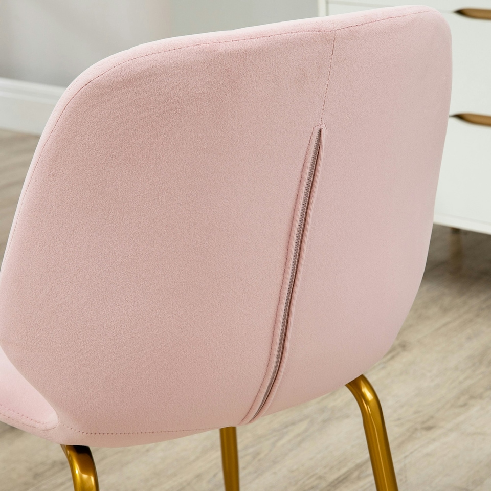 image 1 of HOMCOM Modern Dining Chairs Set of 2 with Padded Seat and Steel Legs, Pink