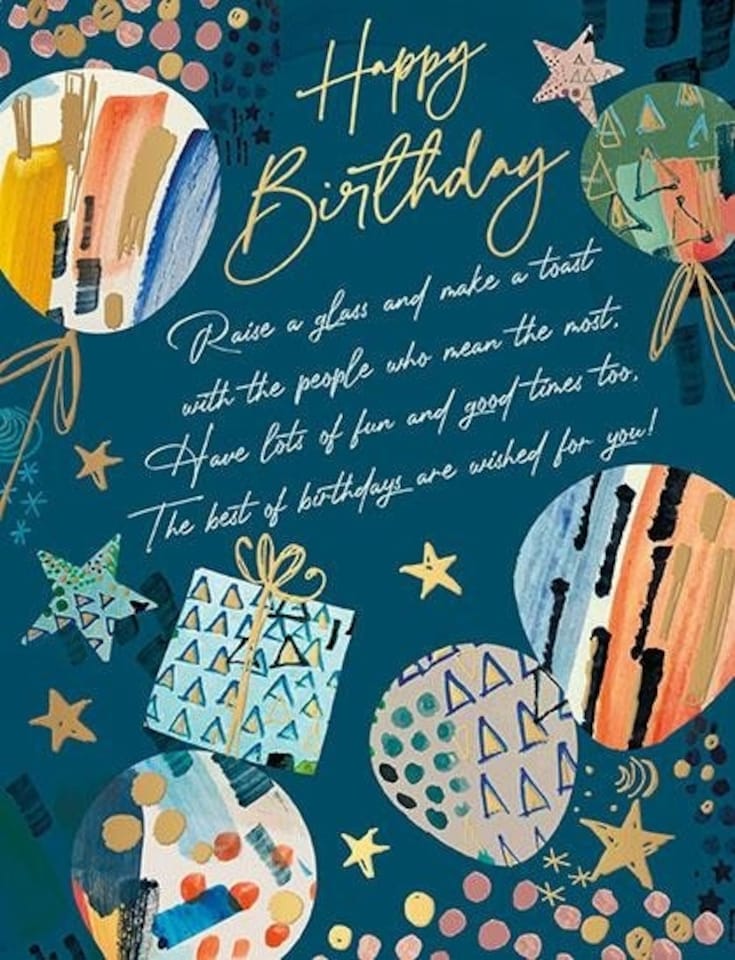 Words 'n' Wishes Traditional Open Birthday Card for a Male, Birthday Card for Male, Multi-Coloured 197 x 152 mm