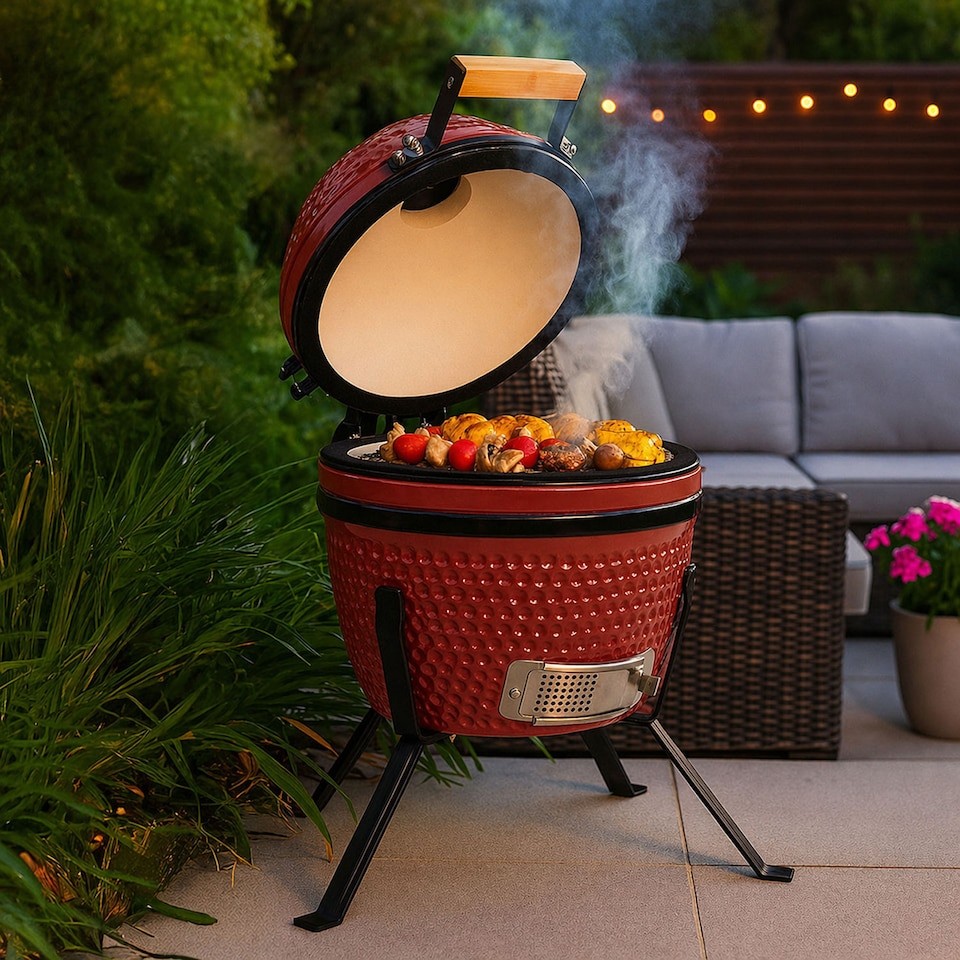 image 1 of Kamado 13" Ceramic BBQ Grill Smoker Charcoal Cooking Oven Portable