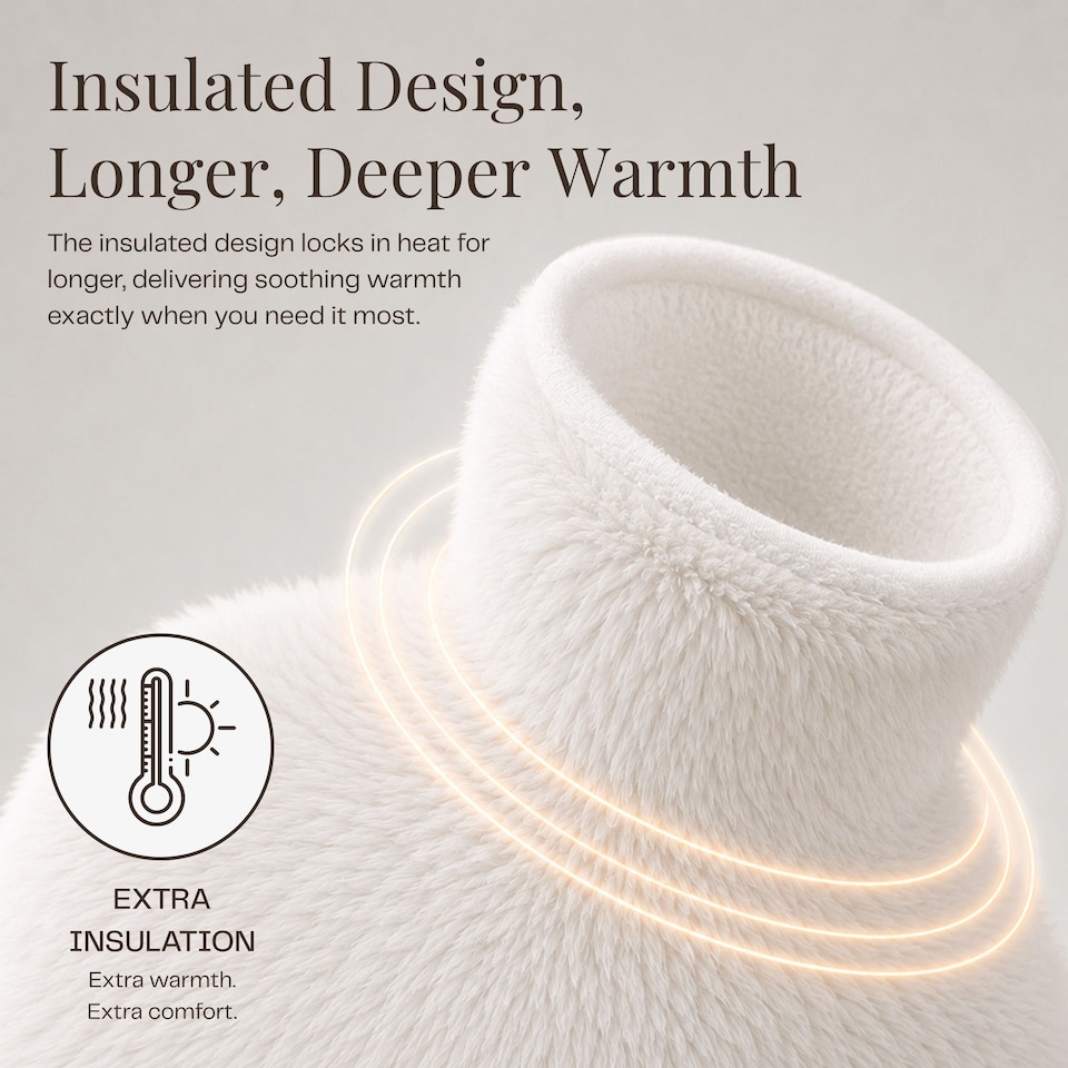 image 1 of 1L Hot Water Bottle - Luxury, Soft and Washable Hot Water Bag for Hot and Cold Compress