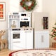 image 3 of COSTWAY Kids Wooden Kitchen 2-Piece Modular Pretend Play Kitchen w/Light-White