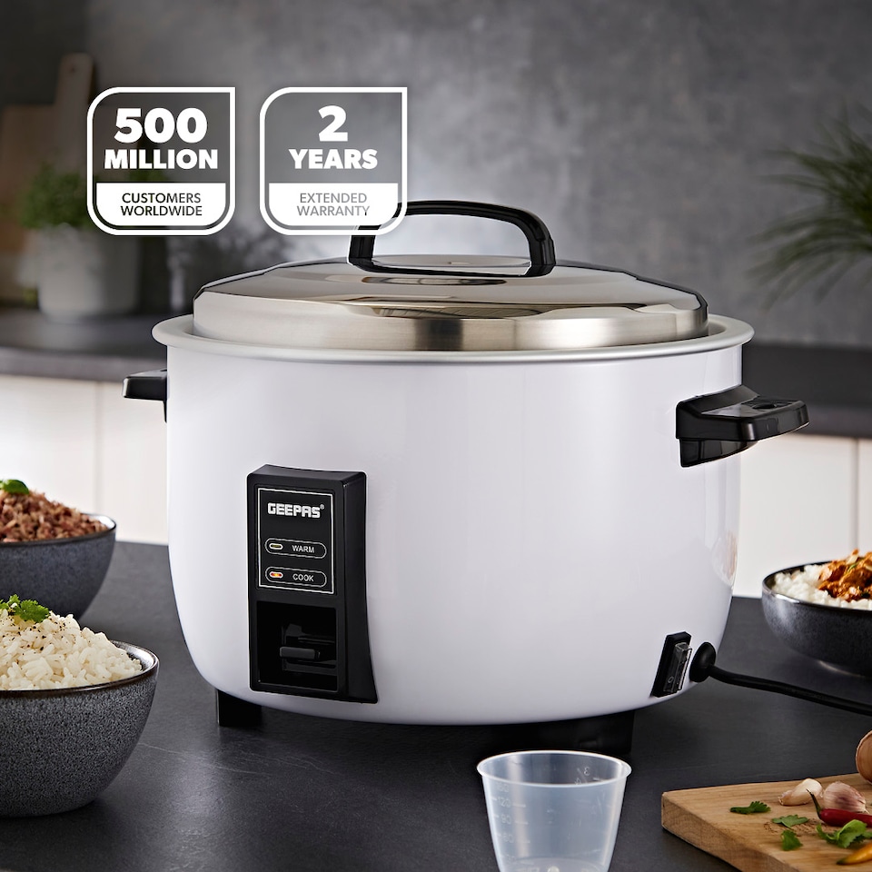 image 1 of GEEPAS 4.2L Commercial Rice Cooker Aluminium Pot 1600W White