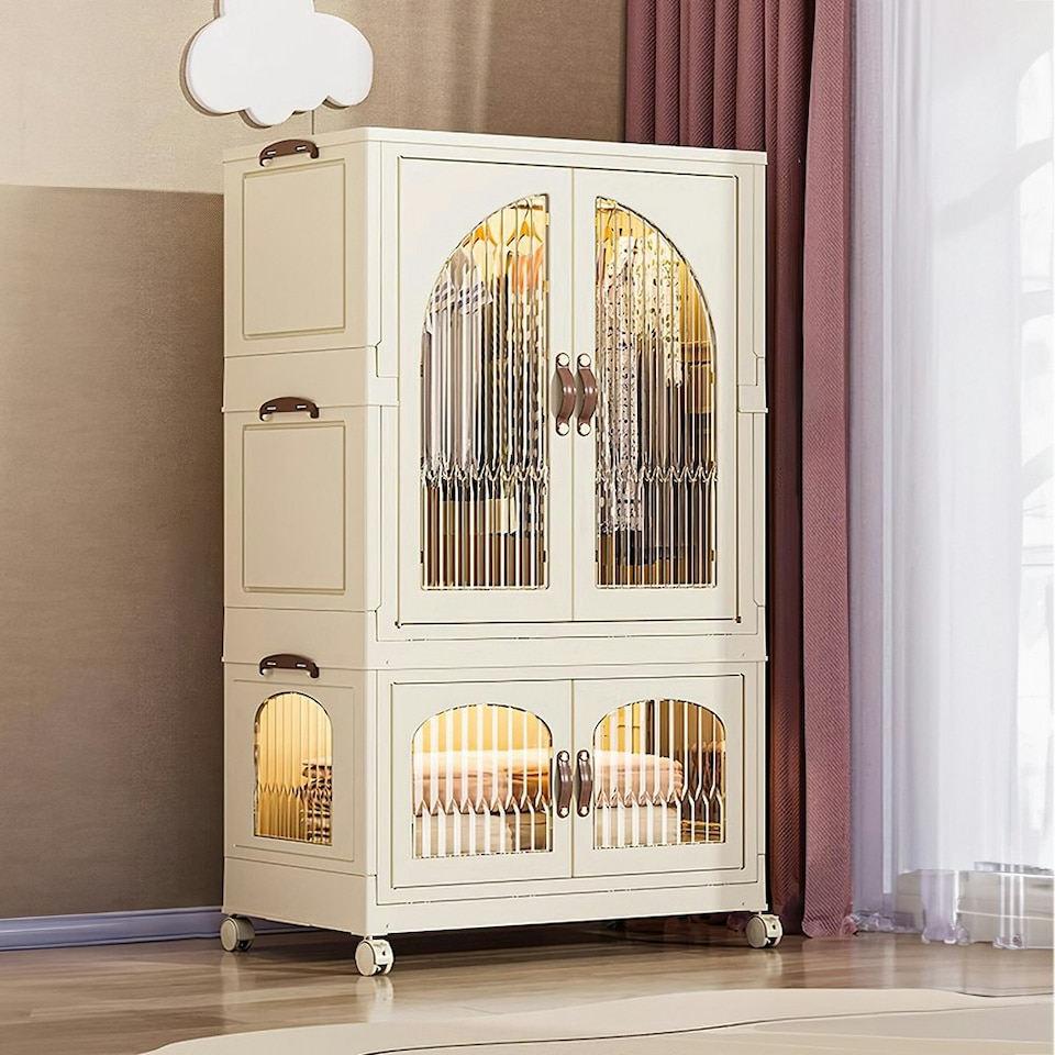 image 1 of Living and Home Foldable Wardrobe and Storage Box Organizer for Kids Room