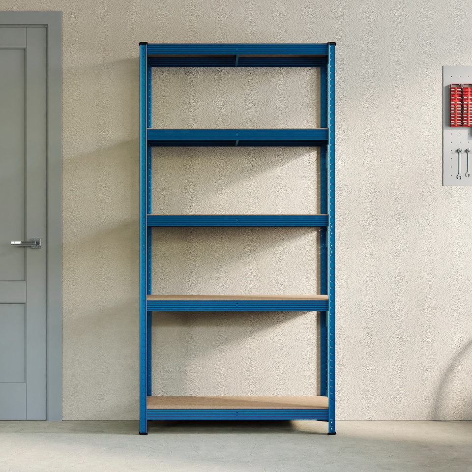 image 1 of Home Vida 5 Tier Large Heavy Duty Garage Shelves Adjustable Steel Shelving Storage Units - Blue - Holds 875kg - 1 Bay