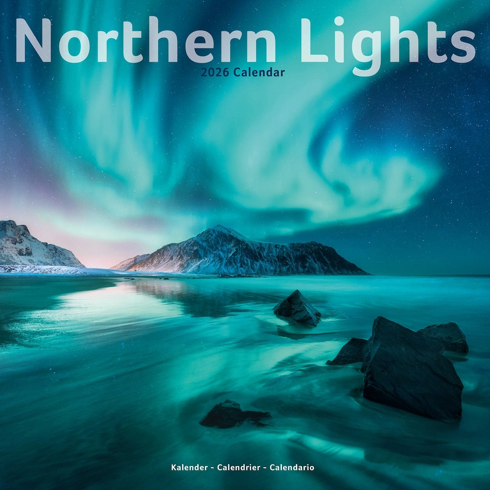 image 1 of Northern Lights 2026 Calendar | Square Wall Calendar | Travel Gift | Plastic Free Packaging | by Avonside Publishing