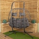 image 4 of Samuel Alexander 2 Seater Hanging Garden Rattan Egg Chair with Steel Frame and Waterproof Cover in Grey | Grey | Grey