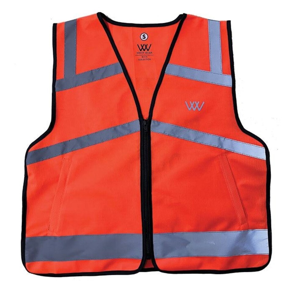 image 1 of Woof Wear Hi Vis Riding Vest Orange | Colour: Hi Viz Orange
Size: Junior Medium/Large