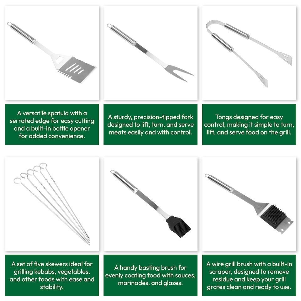 image 1 of KCT BBQ Tool Set 10 Piece Grill Accessories Utensils Cooking Tongs Spatula Kit