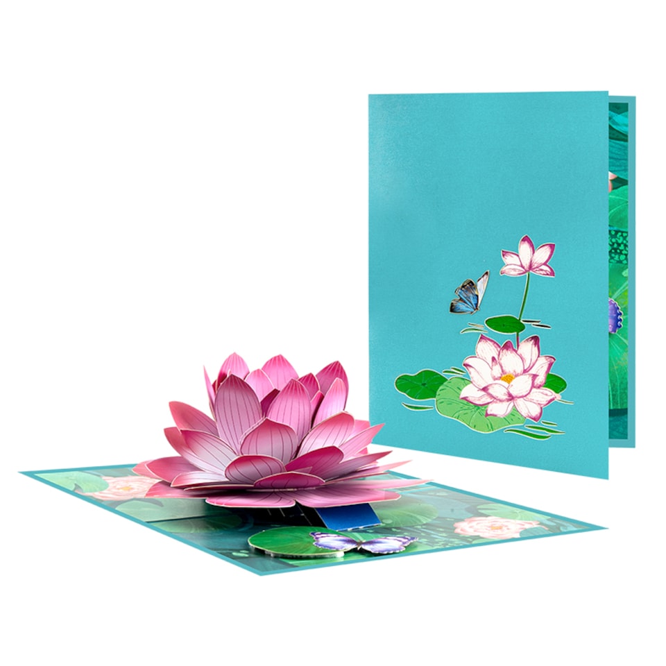 image 1 of Floating Grace Pink Lotus 3D Pop Up Greeting Card