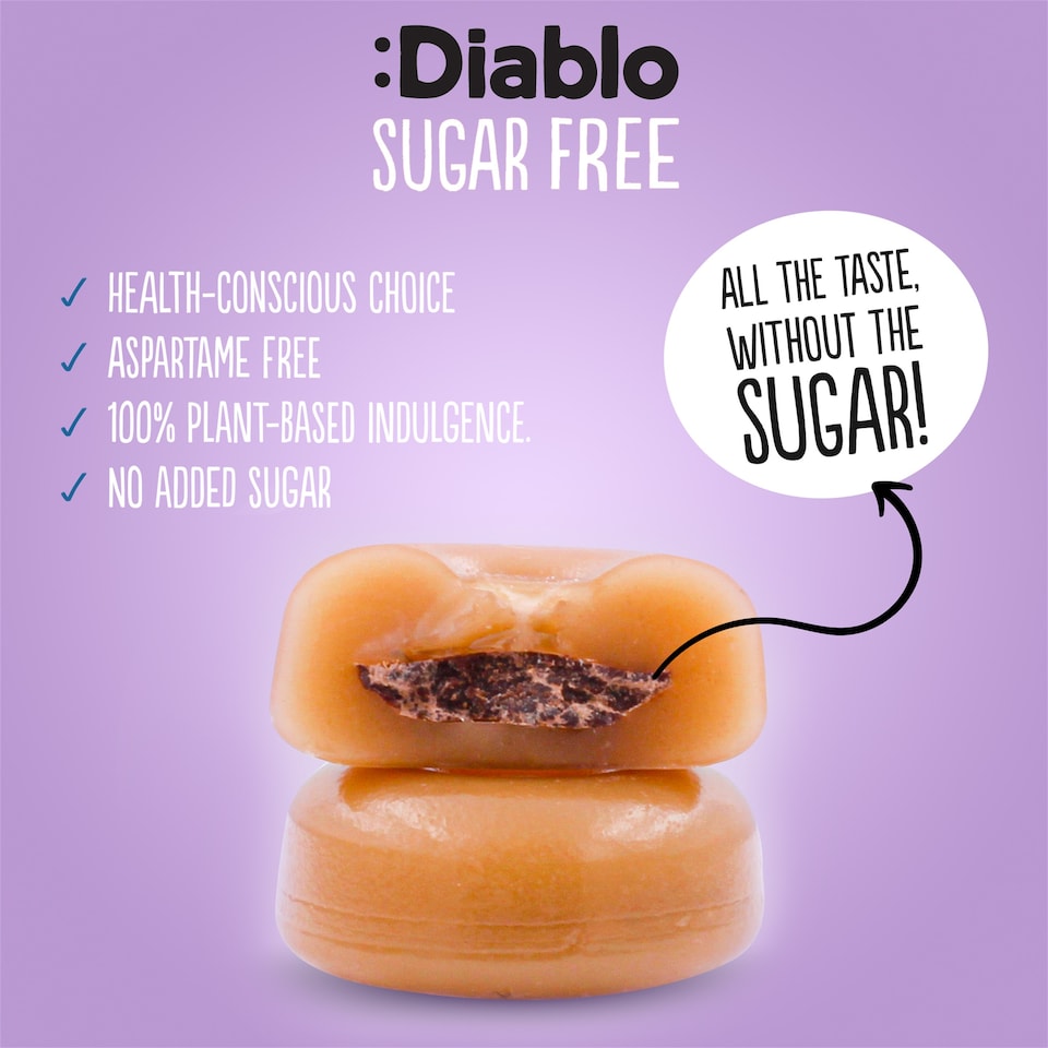 image 1 of Diablo No Added Sugar Chocolate Filled Butter Sweets 75g
