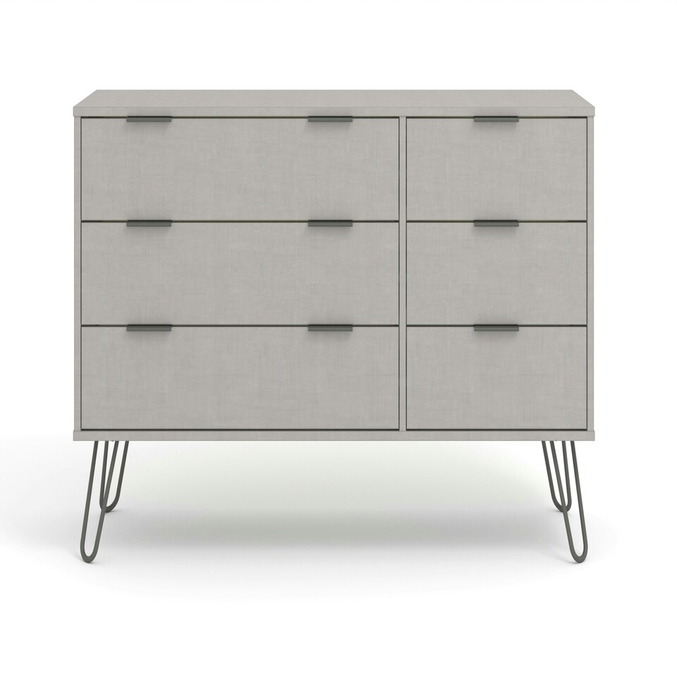 image 1 of Core Products Augusta Industrial Grey 3+3 Drawer Wide Chest H73.6cm x W119.3cm x D39.5cm Grey