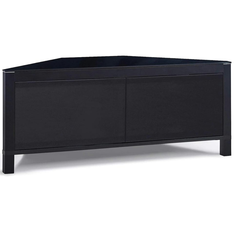 image 1 of MDA Designs VOLANS Black Tru-Corner Remote Friendly Doors LCD/Plasma/LED TV up to 42" Corner TV Cabinet | Black | 1