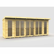 18ft x 4ft Pent Summer House (Full Height Window) - Wood - L118 x W533 x H201 cm | Brown