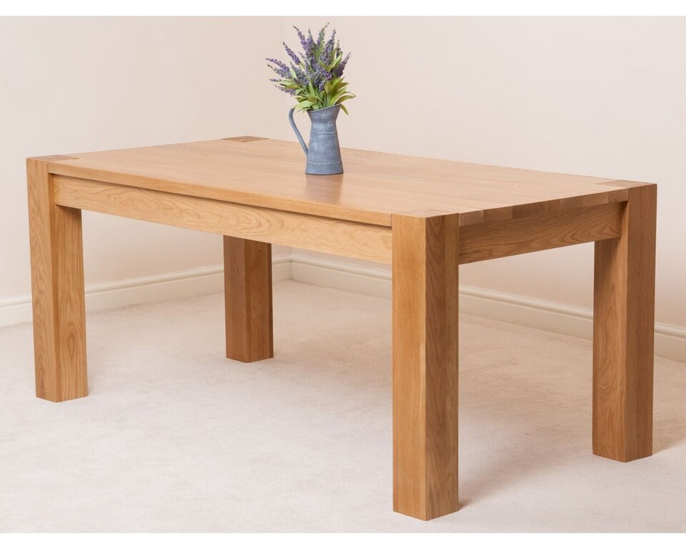image 1 of Kuba 180 x 90 cm Chunky Oak Dining Table and 8 Lola Leather Chairs | Red | Red | 1