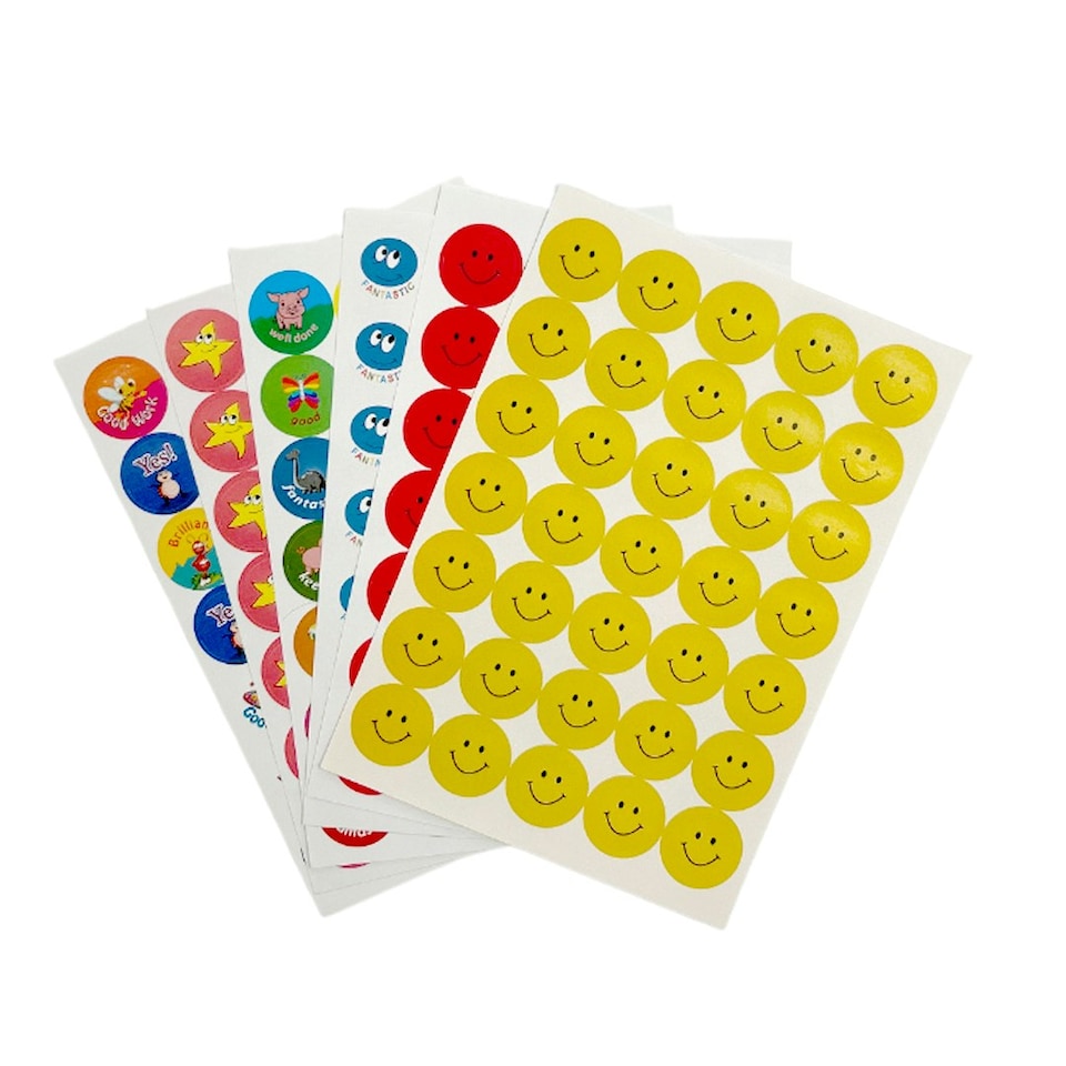 image 1 of Pack of 420 Motivational Assorted Merit Award Face 24mm Self-Adhesive Labels