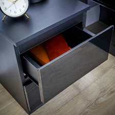 Black 2 Drawer Bedside Cabinet Nightstand Modern Storage Unit Furniture Bedroom
