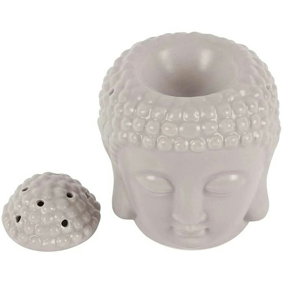 image 1 of Something Different Buddha Head Oil Burner - Grey - 10cm x 11cm x 10cm