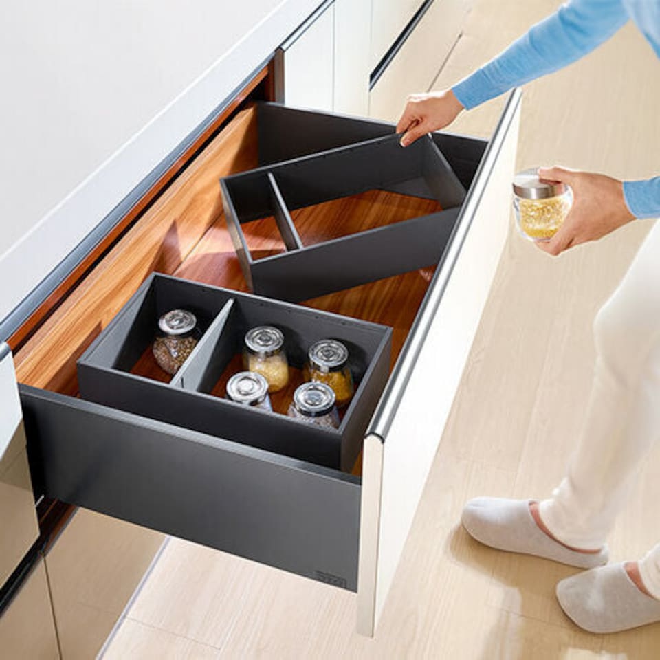 image 1 of FittingsCo, Twin Pro, Deep Pan Soft Close Drawer Box Anthracite, 1000W, 400D, 126H (mm)