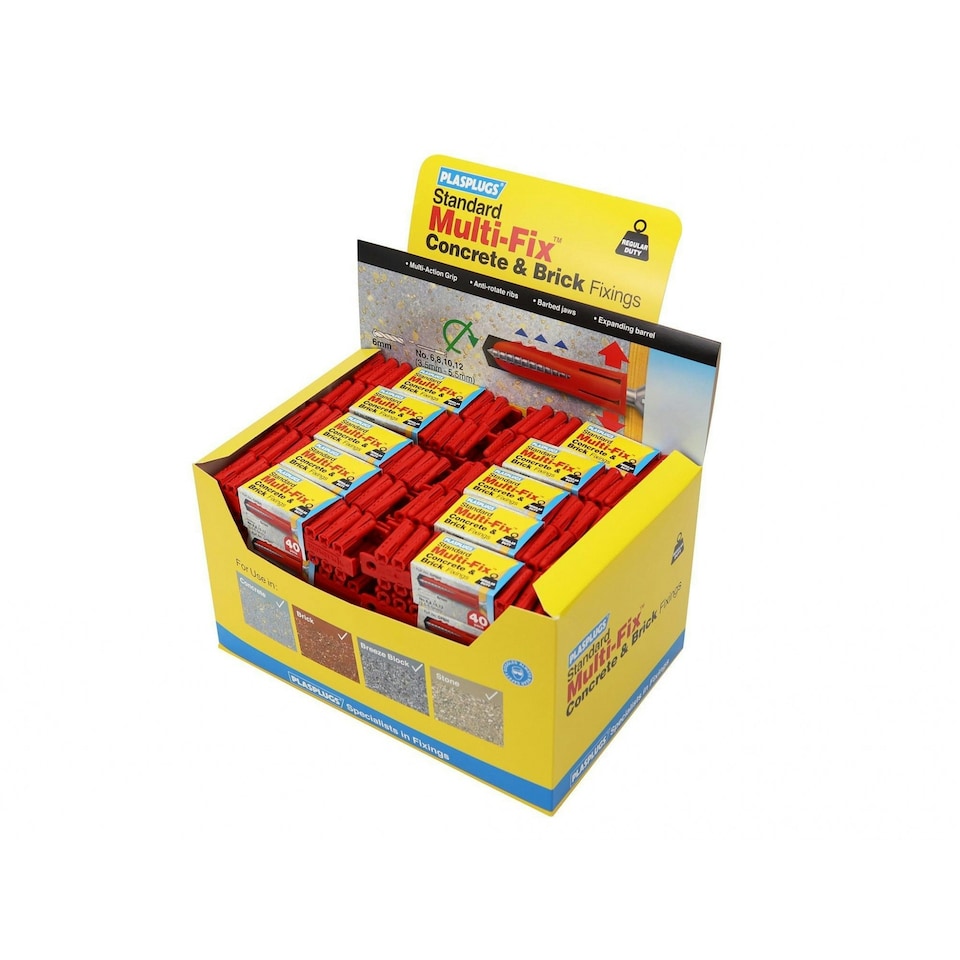 Plasplugs General-purpose Concrete & Brick Fixings - Red - Bargain Bin 50 Packs x 40 Plugs