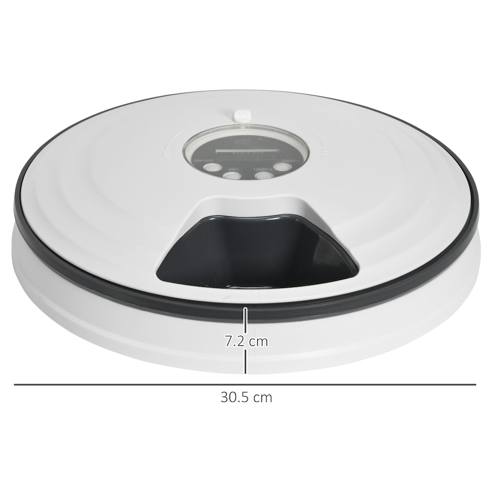 image 1 of PawHut Pet Feeder w/ Digital Timer Six-Meal Food Dispenser Trays White