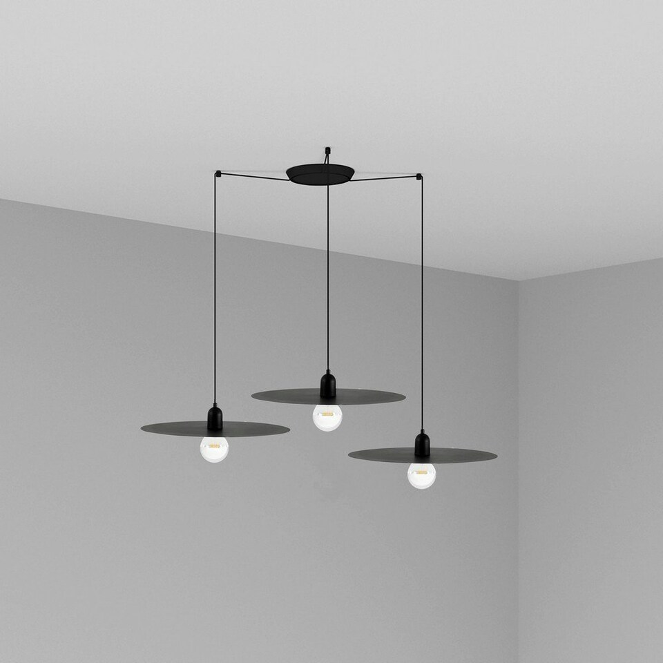 Plat Cluster Pendant Ceiling Light Black, E27