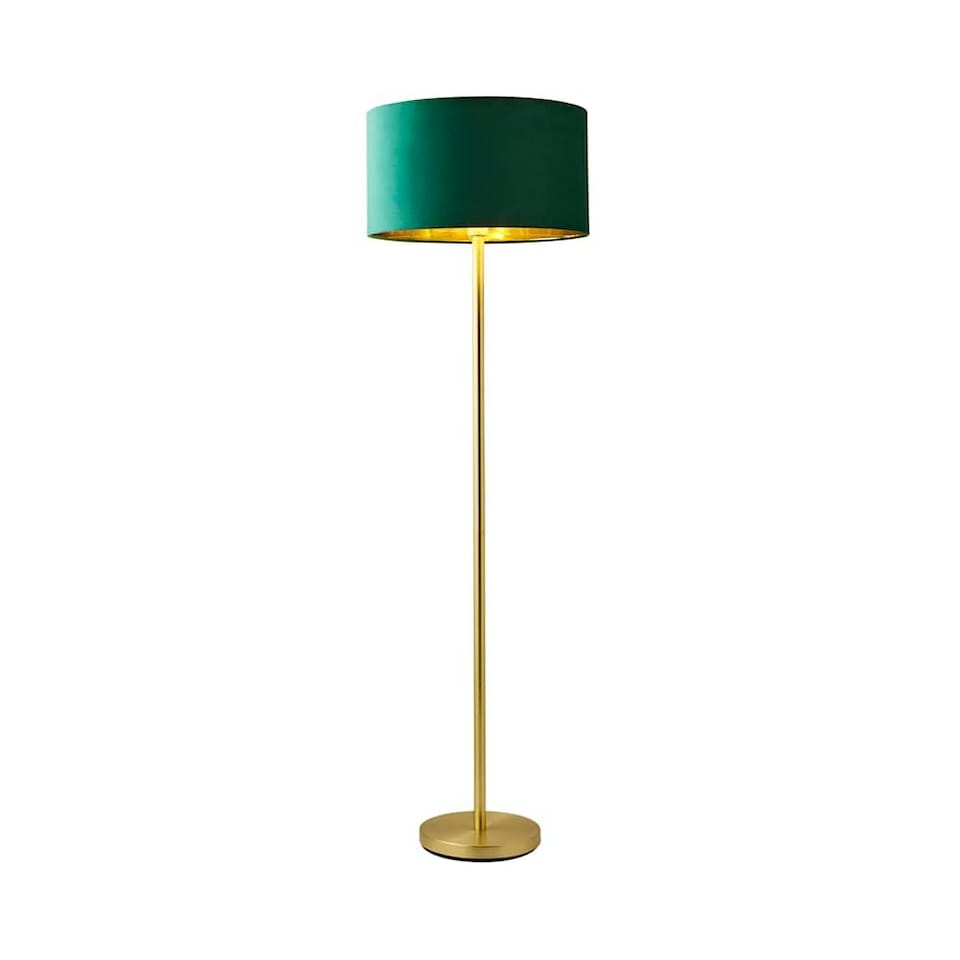 image 1 of ValueLights Charlie Gold Floor Lamp Green Velvet Gold Shade | Gold