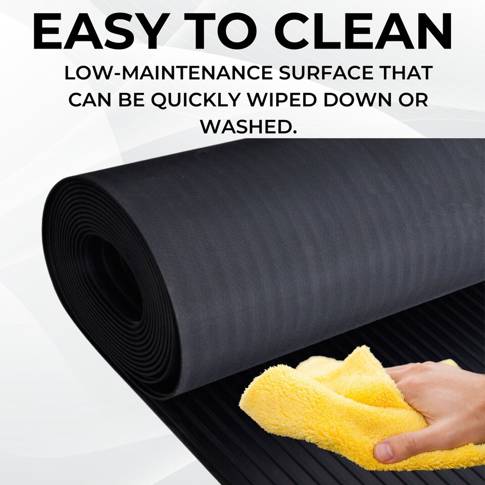 image 1 of Rubber Flooring Matting - 2m x 3m x 3mm - Wide Ribbed - Workshop Garage Shed Van Non-Slip